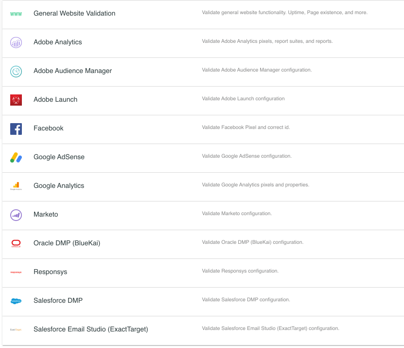 Marketing Tag Validation List