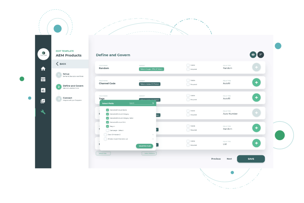 Define and Govern in Claravine Screenshot