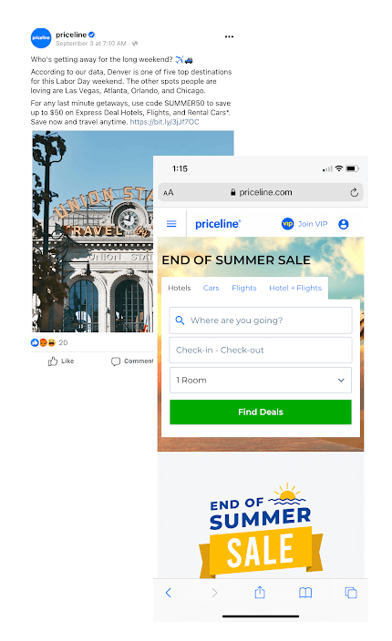 Priceline uses deep linking for seasonal sales